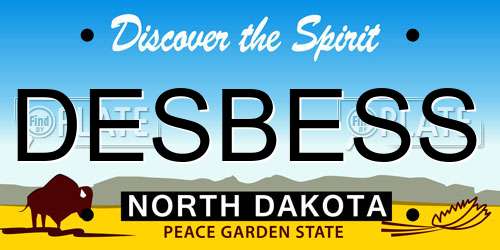 DESBESS North Dakota License Plate