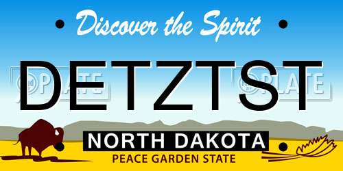DETZTST North Dakota License Plate