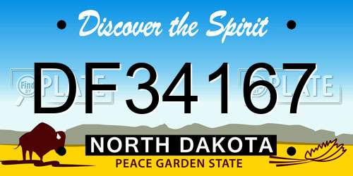 DF34167 North Dakota License Plate