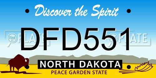 DFD551 North Dakota License Plate