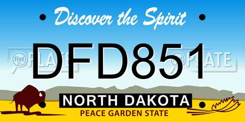 DFD851 North Dakota License Plate