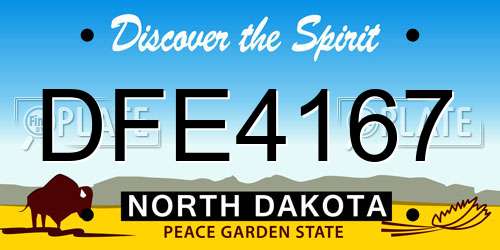 DFE4167 North Dakota License Plate