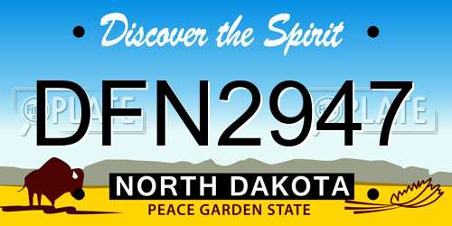 DFN2947 North Dakota License Plate