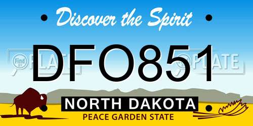 DFO851 North Dakota License Plate