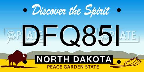 DFQ85I North Dakota License Plate