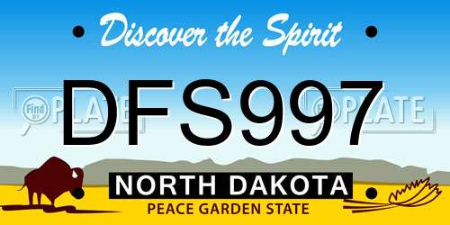 DFS997 North Dakota License Plate