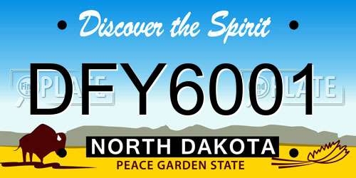 DFY6001 North Dakota License Plate