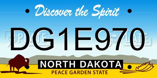 DG1E970 North Dakota License Plate