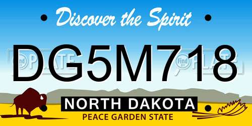 DG5M718 North Dakota License Plate
