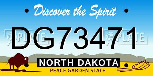 DG73471 North Dakota License Plate