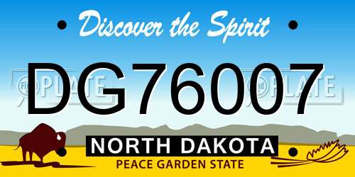 DG76007 North Dakota License Plate