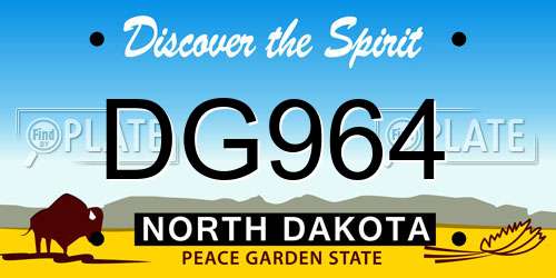 DG964 North Dakota License Plate