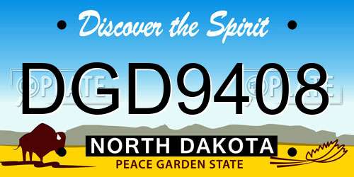 DGD9408 North Dakota License Plate