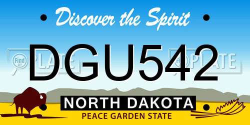 DGU542 North Dakota License Plate