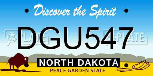 DGU547 North Dakota License Plate