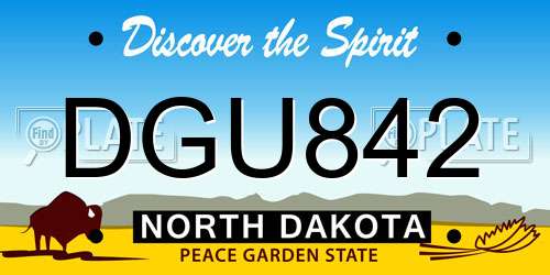 DGU842 North Dakota License Plate