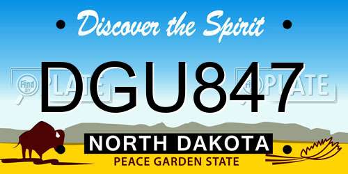 DGU847 North Dakota License Plate