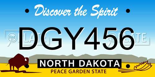 DGY456 North Dakota License Plate