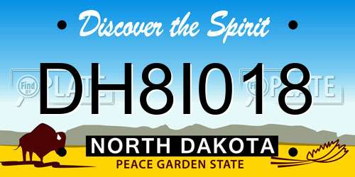 DH8I018 North Dakota License Plate