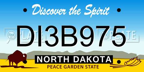 DI3B975 North Dakota License Plate