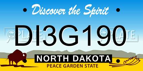 DI3G190 North Dakota License Plate