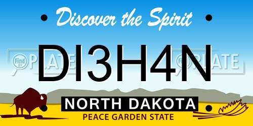 DI3H4N North Dakota License Plate