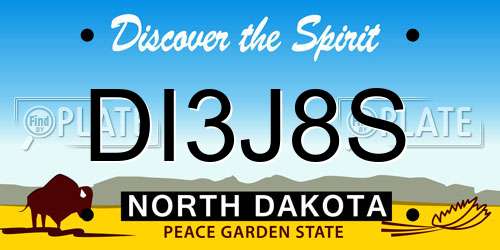 DI3J8S North Dakota License Plate