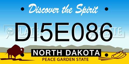 DI5E086 North Dakota License Plate