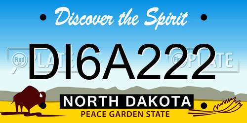 DI6A222 North Dakota License Plate