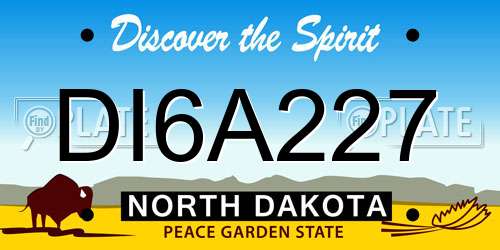 DI6A227 North Dakota License Plate
