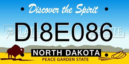 DI8E086 North Dakota License Plate