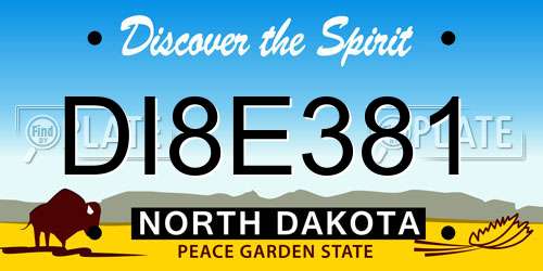 DI8E381 North Dakota License Plate