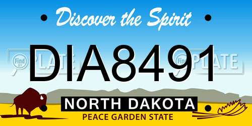DIA8491 North Dakota License Plate