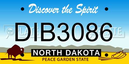 DIB3086 North Dakota License Plate