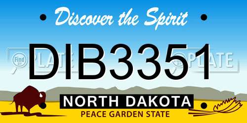 DIB3351 North Dakota License Plate