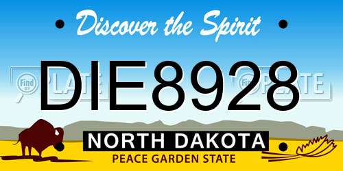 DIE8928 North Dakota License Plate