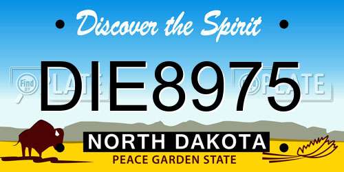 DIE8975 North Dakota License Plate