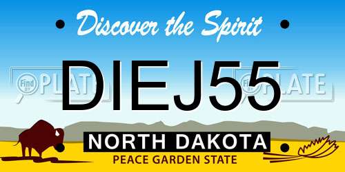 DIEJ55 North Dakota License Plate