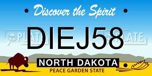 DIEJ58 North Dakota License Plate