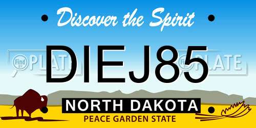 DIEJ85 North Dakota License Plate