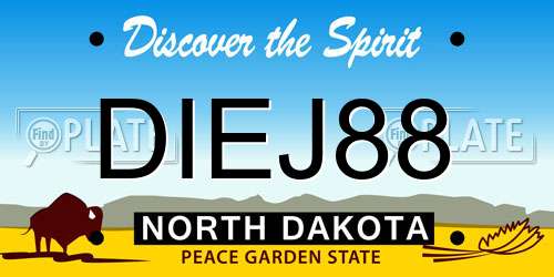 DIEJ88 North Dakota License Plate