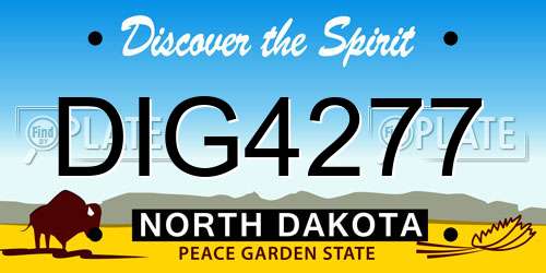DIG4277 North Dakota License Plate
