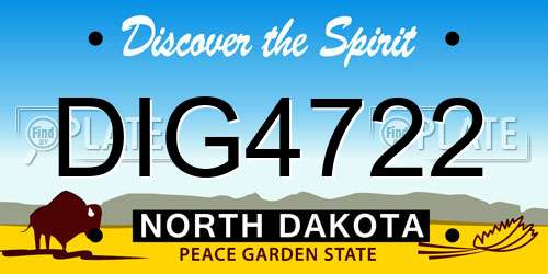 DIG4722 North Dakota License Plate