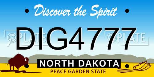DIG4777 North Dakota License Plate