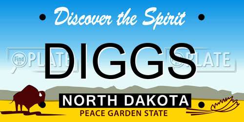 DIGGS North Dakota License Plate