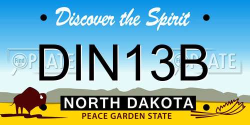 DIN13B North Dakota License Plate