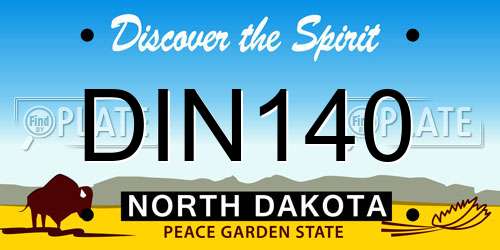 DIN140 North Dakota License Plate