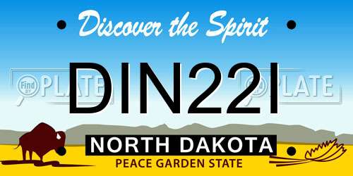 DIN22I North Dakota License Plate