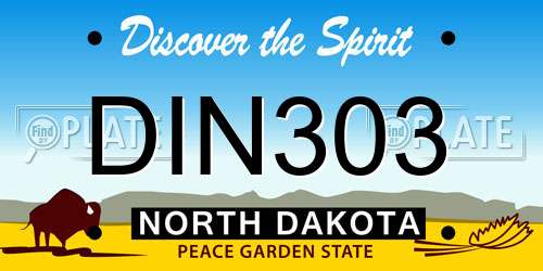 DIN303 North Dakota License Plate