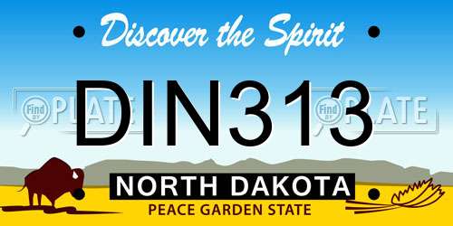 DIN313 North Dakota License Plate